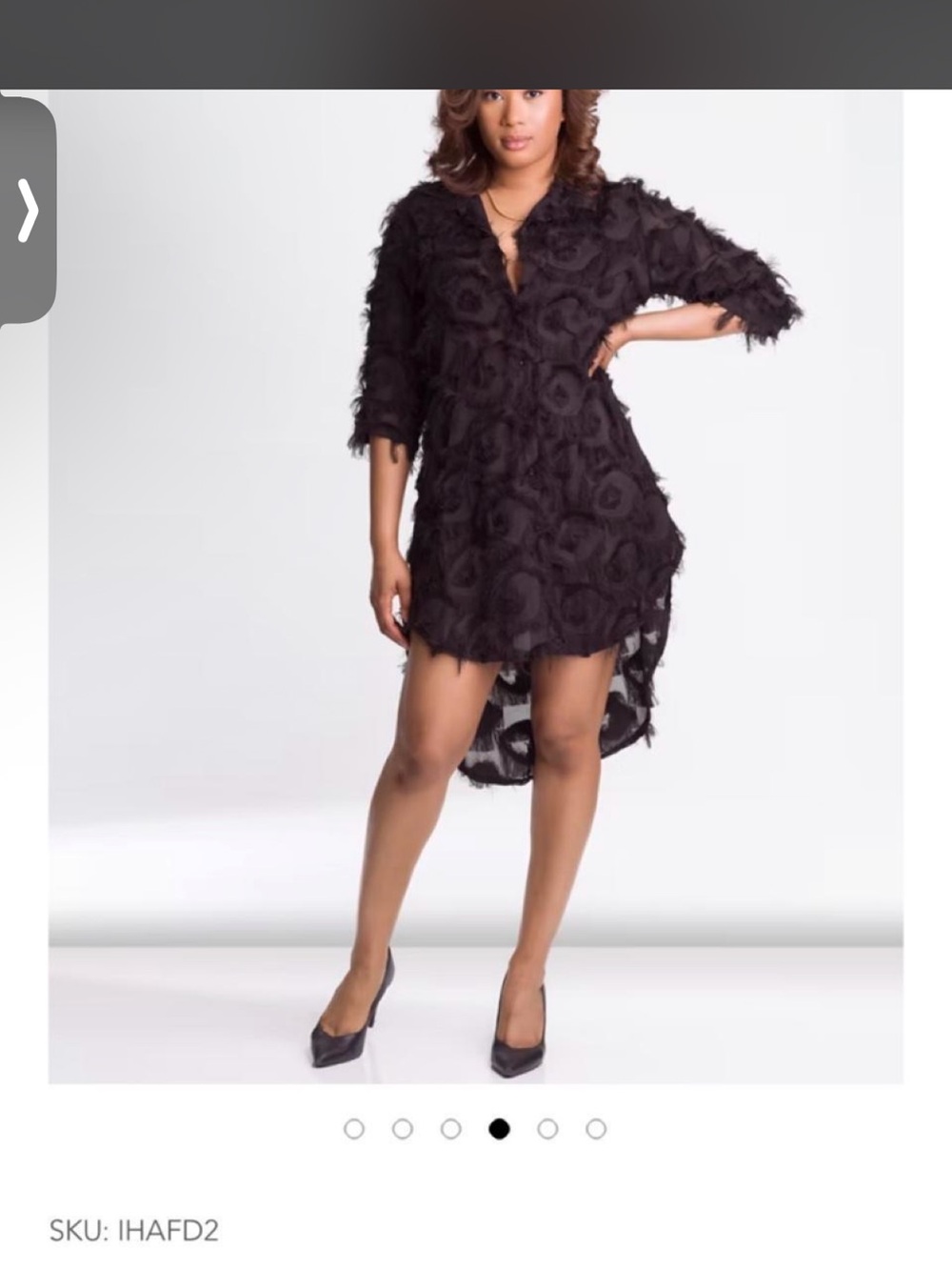 Women's Black Textured High-Low Dress